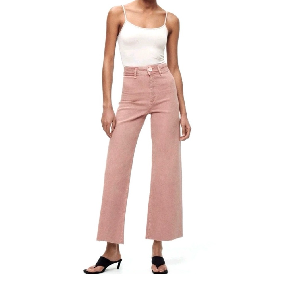 Zara Dusty Pink High Waisted Jeans Size 2 - Picture 3 of 16